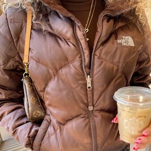 North Face brown chocolate puffer jacket